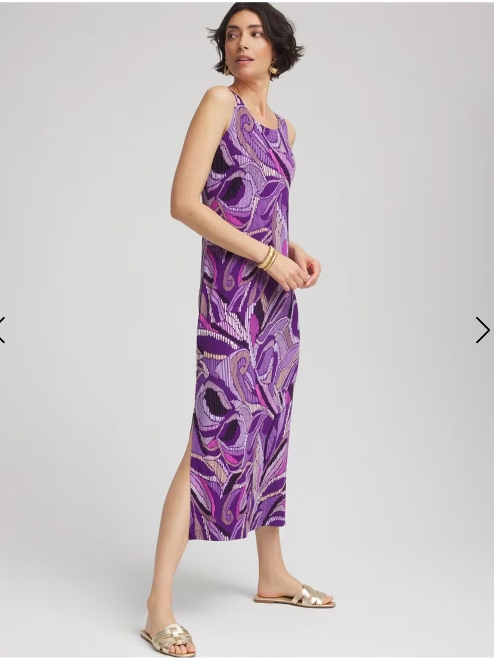 Chico’s Travelers Rio Convertible Maxi Dress Purple Abstract Sleeveless Medium